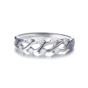Prong - Set Moissanite Floating Criss - cross Wedding Band 14k White Gold - Lord of Gem Rings