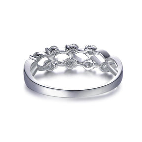 Prong - Set Moissanite Floating Criss - cross Wedding Band 14k White Gold - Lord of Gem Rings