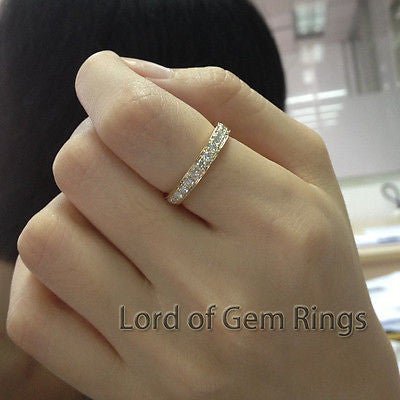 Prong Set Moissanite Full Eternity Wedding Band 14k Yellow Gold - Lord of Gem Rings