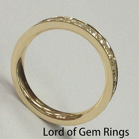 Prong Set Moissanite Full Eternity Wedding Band 14k Yellow Gold - Lord of Gem Rings