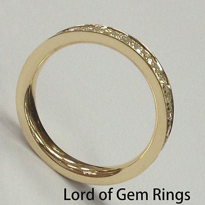 Prong Set Moissanite Full Eternity Wedding Band 14k Yellow Gold - Lord of Gem Rings