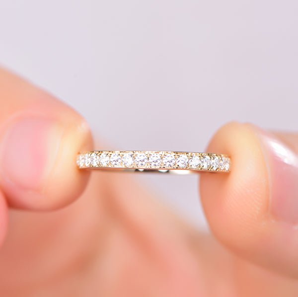 Prong Set Moissanite Full Eternity Wedding Band 14k Yellow Gold - Lord of Gem Rings