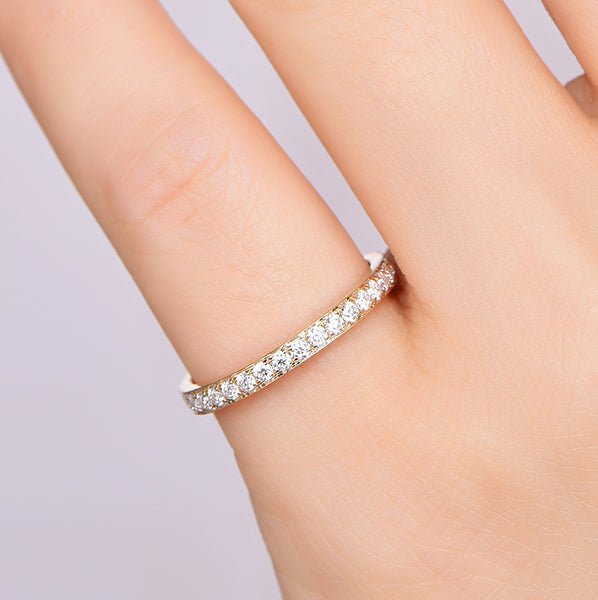 Prong Set Moissanite Full Eternity Wedding Band 14k Yellow Gold - Lord of Gem Rings