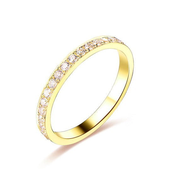 Prong Set Moissanite Full Eternity Wedding Band 14k Yellow Gold