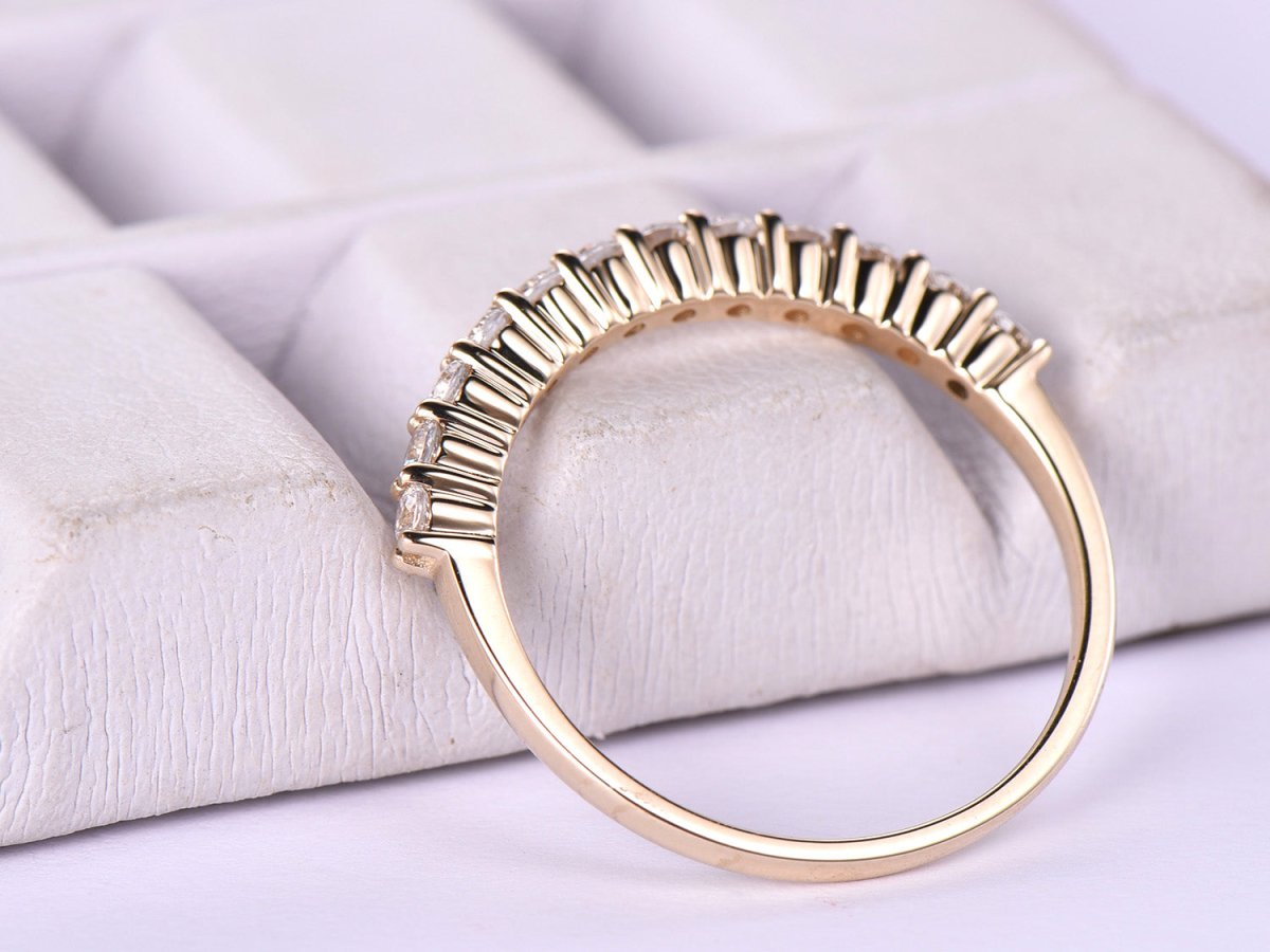 Prong - Set Moissanite Half Eternity Wedding Band 14K Rose Gold - Lord of Gem Rings