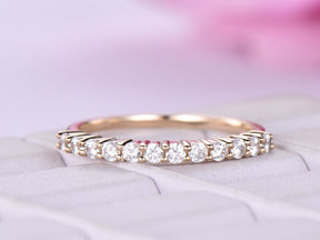 Prong - Set Moissanite Half Eternity Wedding Band 14K Rose Gold - Lord of Gem Rings