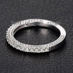 Prong Set Moissanite Half Eternity Wedding Band 14K White Gold - Lord of Gem Rings