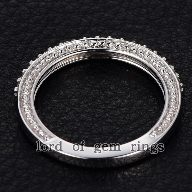 Prong Set Moissanite Half Eternity Wedding Band 14K White Gold - Lord of Gem Rings