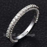 Prong Set Moissanite Half Eternity Wedding Band 14K White Gold - Lord of Gem Rings
