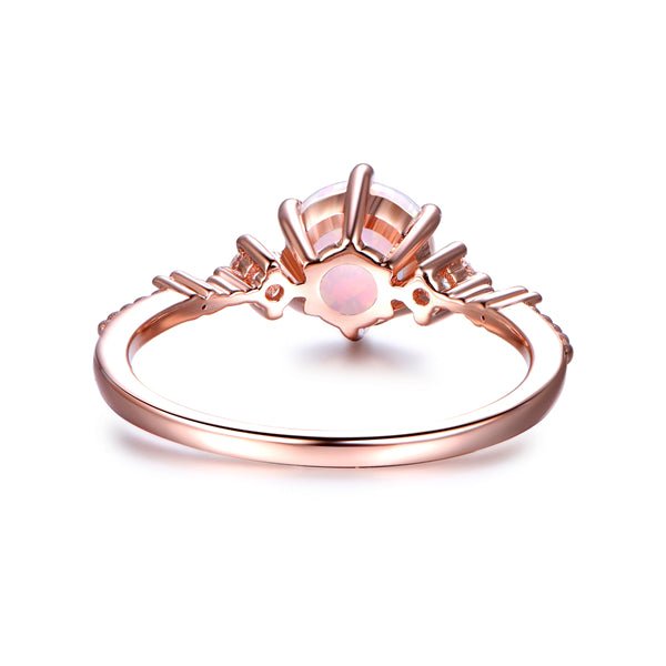 Prong - Set Round Africa Opal Diamond Engagement Ring - Lord of Gem Rings