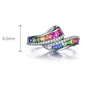 Rainbow Roll Ruby Sapphire Tsavorite Diamond Birthstone Band 18K Gold - Lord of Gem Rings