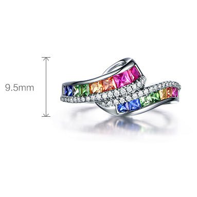 Rainbow Roll Ruby Sapphire Tsavorite Diamond Birthstone Band 18K Gold - Lord of Gem Rings