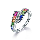 Rainbow Roll Ruby Sapphire Tsavorite Diamond Birthstone Band 18K Gold - Lord of Gem Rings