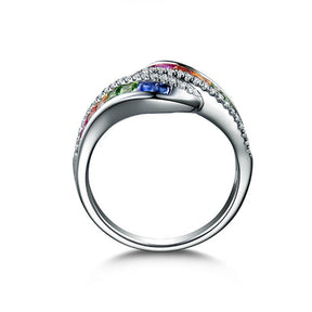 Rainbow Roll Ruby Sapphire Tsavorite Diamond Birthstone Band 18K Gold - Lord of Gem Rings