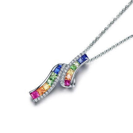 Rainbow Roll Ruby Sapphire Tsavorite Pendant 18k Gold - Lord of Gem Rings