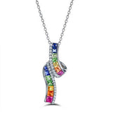 Rainbow Roll Ruby Sapphire Tsavorite Pendant 18k Gold - Lord of Gem Rings