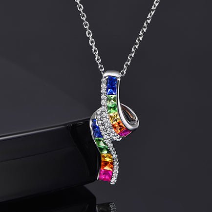 Rainbow Roll Ruby Sapphire Tsavorite Pendant 18k Gold - Lord of Gem Rings
