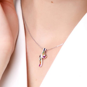 Rainbow Roll Ruby Sapphire Tsavorite Pendant 18k Gold - Lord of Gem Rings