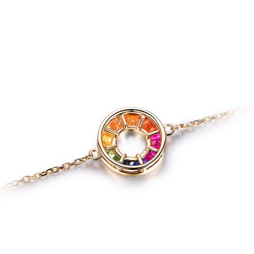 Rainbow Ruby Sapphire Tsavorite Bracelet 18k Gold - Lord of Gem Rings