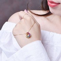 Rainbow Ruby Sapphire Tsavorite Pendant 18k Gold - Lord of Gem Rings