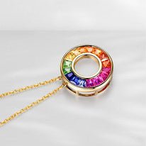 Rainbow Ruby Sapphire Tsavorite Pendant 18k Gold - Lord of Gem Rings