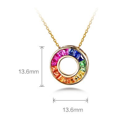 Rainbow Ruby Sapphire Tsavorite Pendant 18k Gold - Lord of Gem Rings