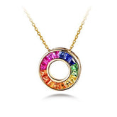 Rainbow Ruby Sapphire Tsavorite Pendant 18k Gold - Lord of Gem Rings