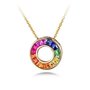 Rainbow Ruby Sapphire Tsavorite Pendant 18k Gold - Lord of Gem Rings