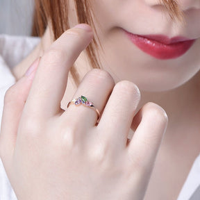 Rainbow Sapphire Tsavorite Tanzanite Birthstone Band 18k Rose Gold - Lord of Gem Rings