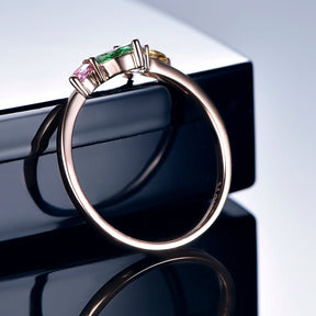 Rainbow Sapphire Tsavorite Tanzanite Birthstone Band 18k Rose Gold - Lord of Gem Rings