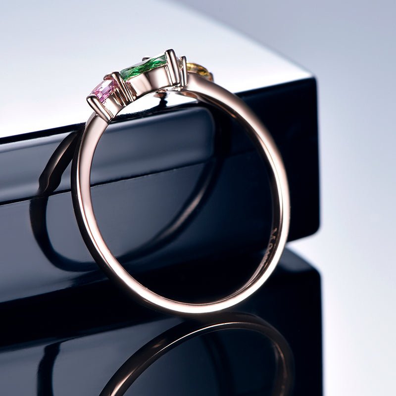 Rainbow Sapphire Tsavorite Tanzanite Birthstone Band 18k Rose Gold - Lord of Gem Rings