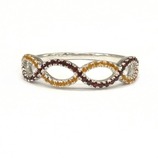 Red Garnet Yellow Citrine Infinite Love January Birthstone Band