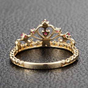Red Ruby Crown July Birthstone Engagement Ring - Lord of Gem Rings