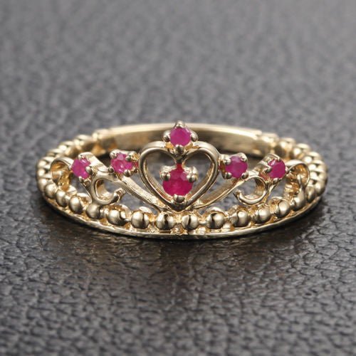 Red Ruby Crown July Birthstone Engagement Ring - Lord of Gem Rings