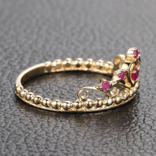 Red Ruby Crown July Birthstone Engagement Ring - Lord of Gem Rings