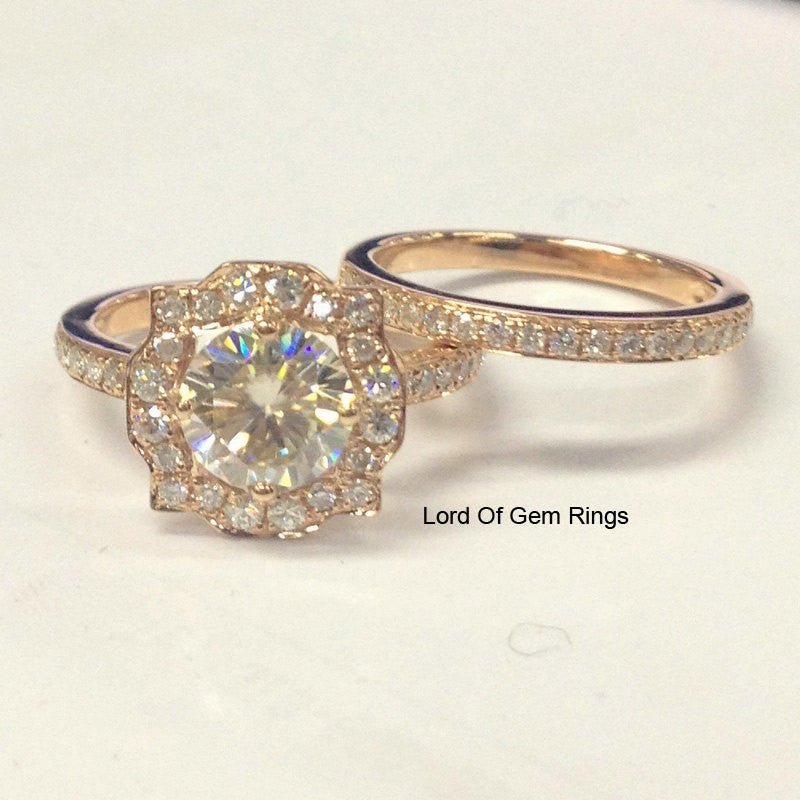 Reserved for 1luvgatsby Custom Pave Diamond Semi Mount RIng Trio Set 14K Yellow Gold - Lord of Gem Rings