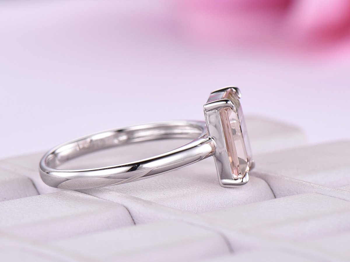 Reserved for AAA 14K White Gold Semi Mount Ring Emerald Cut 4x6mm - Lord of Gem Rings