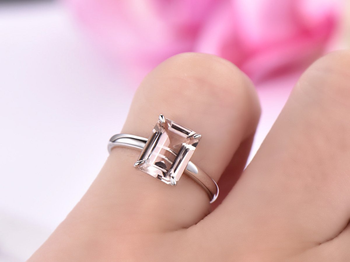 Reserved for AAA 14K White Gold Semi Mount Ring Emerald Cut 4x6mm - Lord of Gem Rings