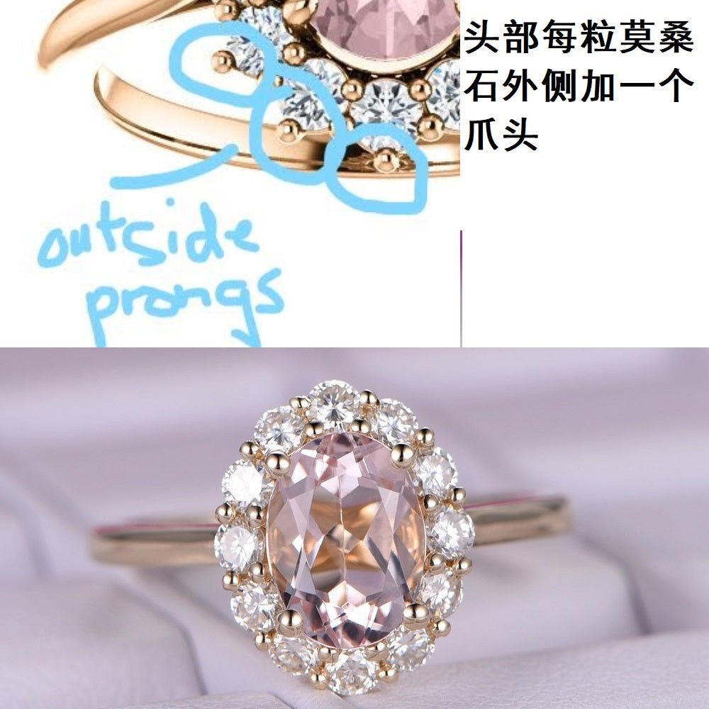 Reserved for AAA 2.2mm Moissanite Halo Semi Mount Ring 14K Gold 6x8mm - Lord of Gem Rings