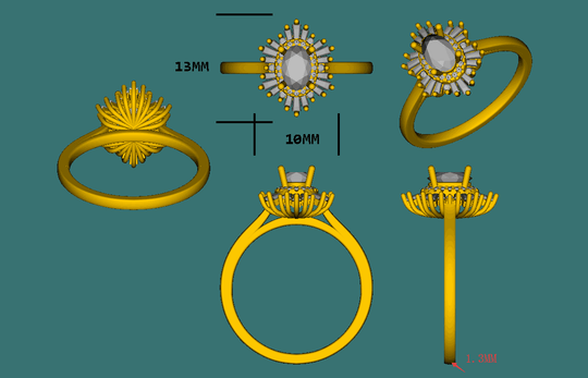 Reserved for AAA Baguette and Round Diamond  Double Halo Semi Mount Ring 14K Gold  Oval 5x7mm