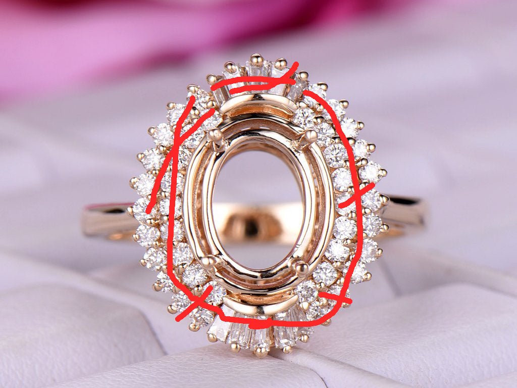 Reserved for AAA - Blank Mount 14K Rose Gold Oval 7x9mm - Lord of Gem Rings