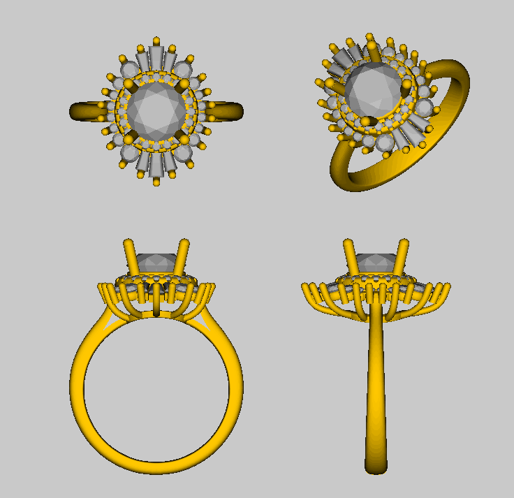 Reserved for AAA Custom Baguette and Round Diamond Semi Mount Ring Double Halo Round - Lord of Gem Rings