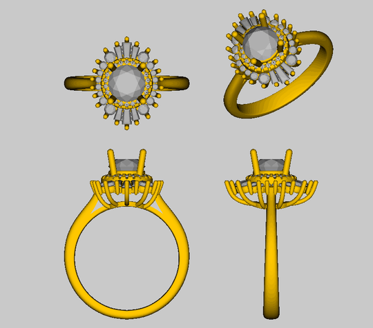 Reserved for AAA Custom Baguette and Round Diamond Semi Mount Ring Double Halo Round