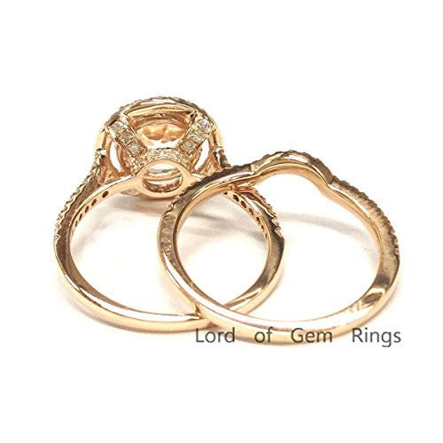 Reserved for AAA Custom Diamond matching band for Round Morganite Ring 14K Rose Gold - Lord of Gem Rings