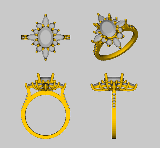 Reserved for AAA Custom Marquise and Round Diamond Semi Mount Ring Rose Gold Oval