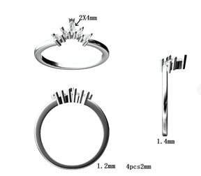 Reserved for AAA, Custom Marquise/Round Moissanite Crescent Tiara Wedding RIng 14K Rose Gold - Lord of Gem Rings