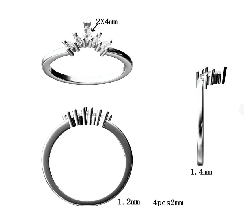 Reserved for AAA, Custom Marquise/Round Moissanite Crescent Tiara Wedding RIng 14K Rose Gold - Lord of Gem Rings