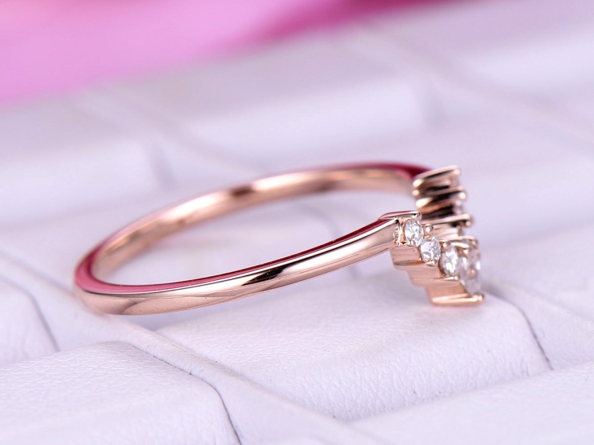 Reserved for AAA, Custom Marquise/Round Moissanite Crescent Tiara Wedding RIng 14K Rose Gold - Lord of Gem Rings