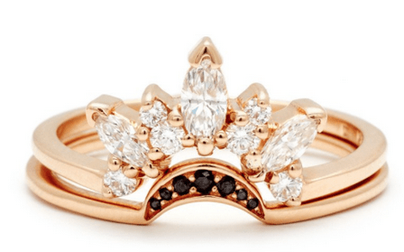 Reserved for AAA, Custom Marquise/Round  Topaz Crescent Tiara Wedding RIng 10K Rose Gold