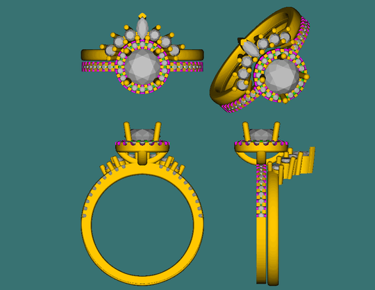 Reserved for AAA Custom Round/Marquise Diamond Band Contour to Halo 14K White Gold